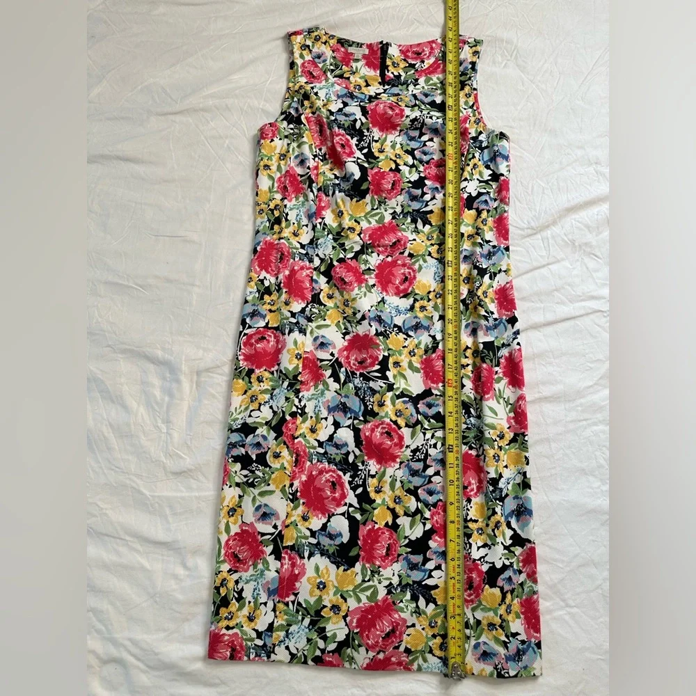 Talbots Size 12 Sleeveless Sheath Dress – Bold Floral Print, Cotton Blend - Picture 7 of 11